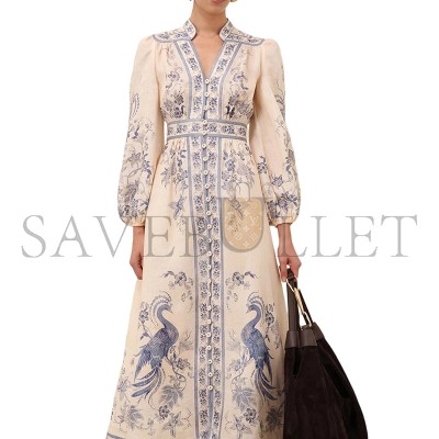 ZIMMERMANN LUCKY PLUNGE MIDI DRESS 3501DSS252